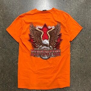Harley Davidson Orange Screaming Eagle Y2K T-Shirt (Size Medium)
